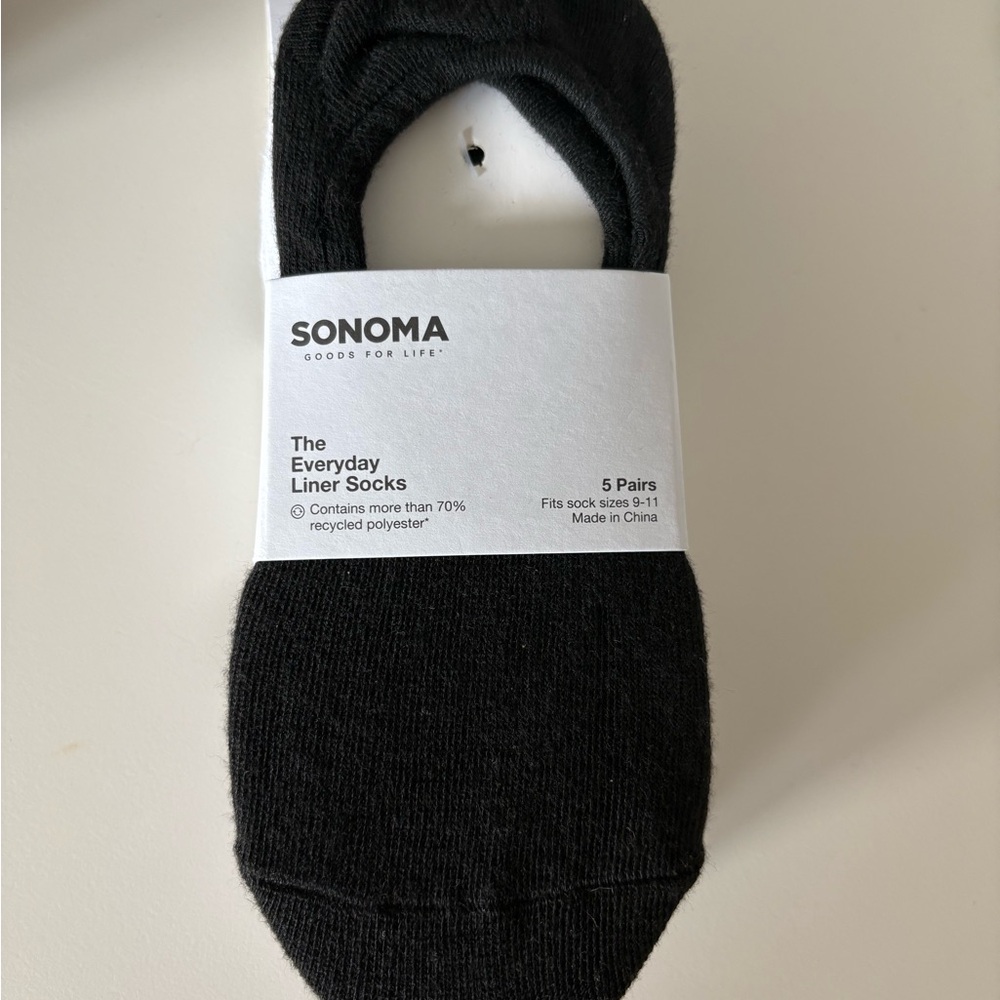 • 5/$15 Sonoma Black Liner Socks - 5 Pack